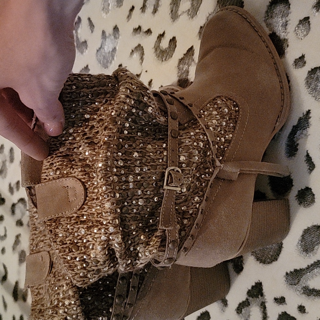 Bling Booties. 8.5. Cream Colored With Lots Of Personality.